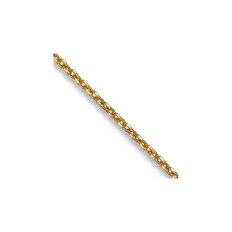 Curata 14k Yellow Gold Solid 0.6mm Diamond-cut Cable Chain Necklace Options: 16 18 20 24