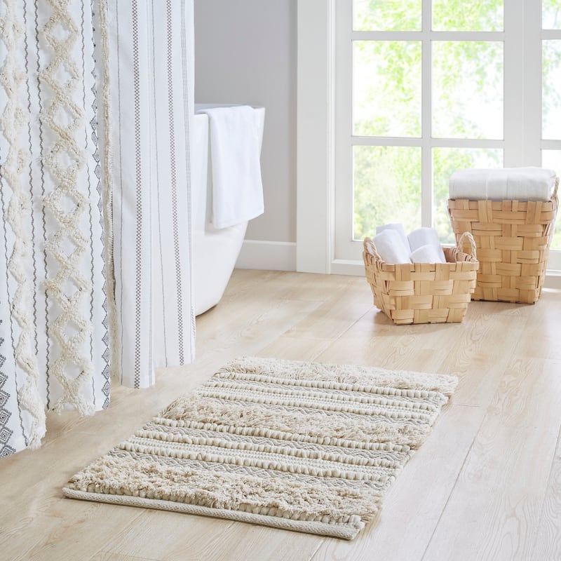 INK+IVY Asher Woven Texture Stripe Bath Rug