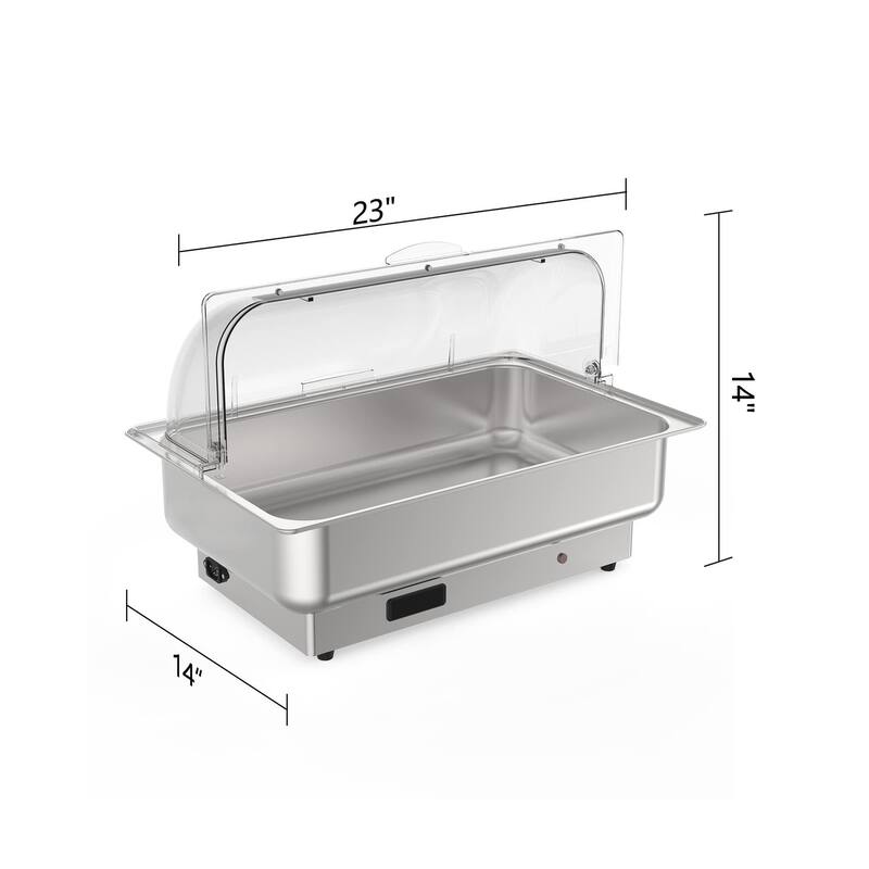 Garvee 9 QT Electric Chafing Dish, with Lid, Silver