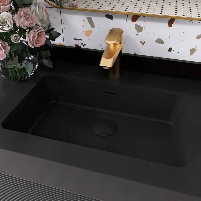 Wall Mounted Bathroom Vanity with Solid Surface Sink and Soft Drawers