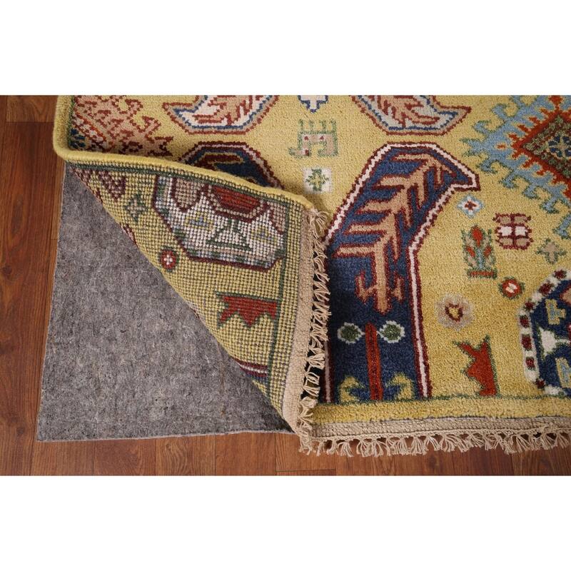 All-Over Geometric Kazak Oriental Area Rug Hand-Knotted Wool Carpet - 7'11"x 9'9"