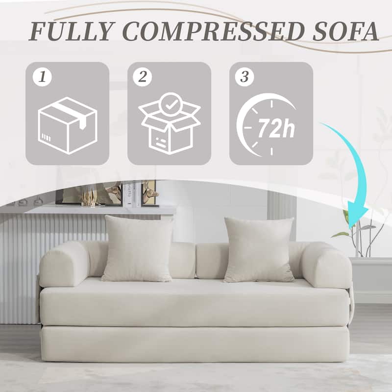 Foldable and compressible sofa, featuring a sturdy metal frame, It allows you to freely create a personalized leisure area