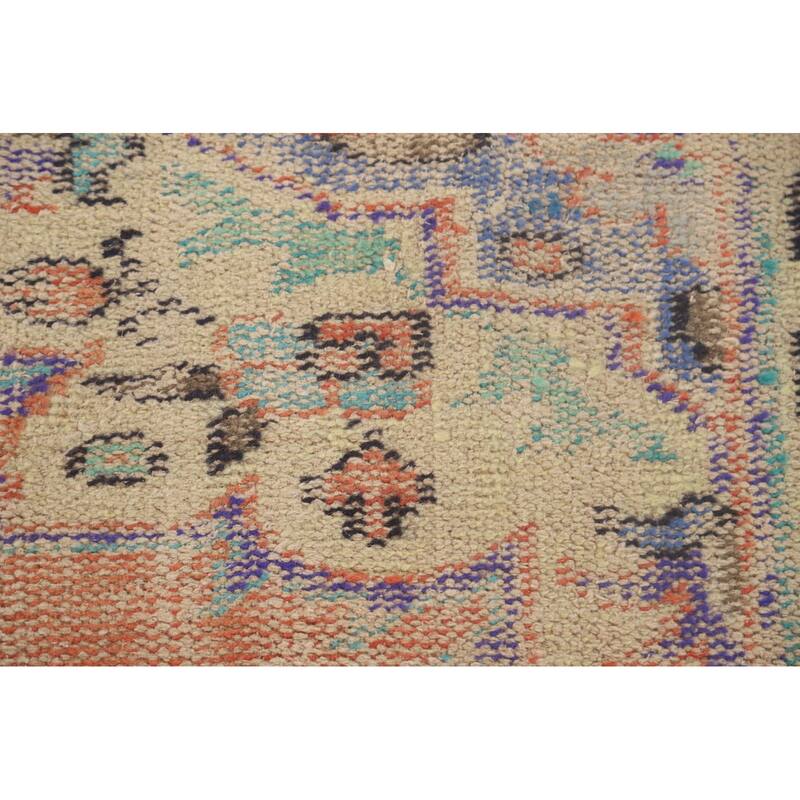 Distressed Sparta Turkish Vintage Area Rug Hand-Knotted Wool Carpet - 6'3" x 9'0"