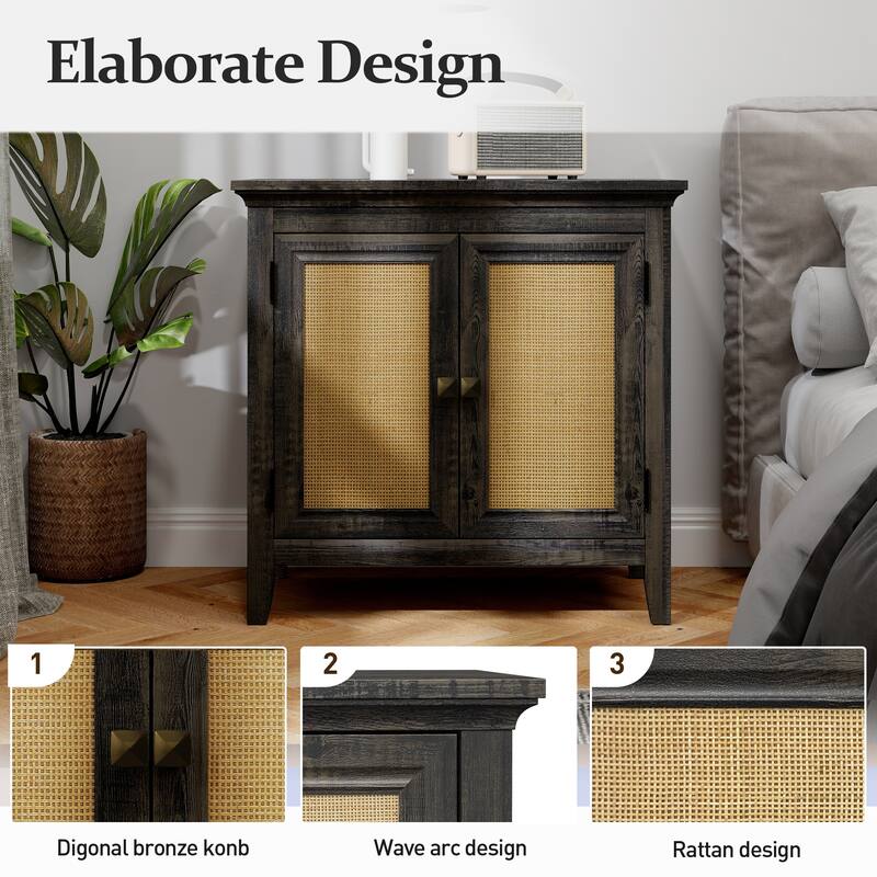 2 Door Rattan Storage Cabinet