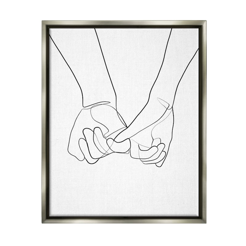 Stupell Fluid Line Abstract Couple Holding Hands Black White Floater Frame - 16 x 20 - Grey