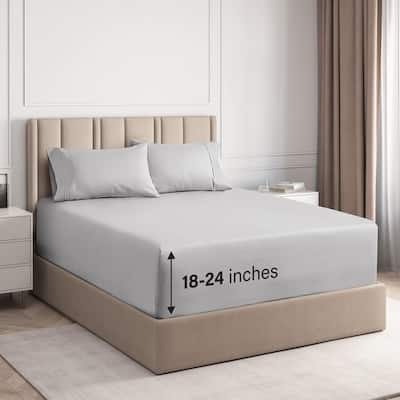 CGK Linens 4 Piece 100% Cotton Inch Extra Deep Pocket Bed Sheet Set