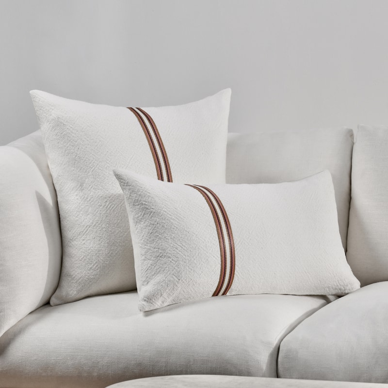 Villa by Classic Home Ralph Sangria Cotton Linen Throw Pillow