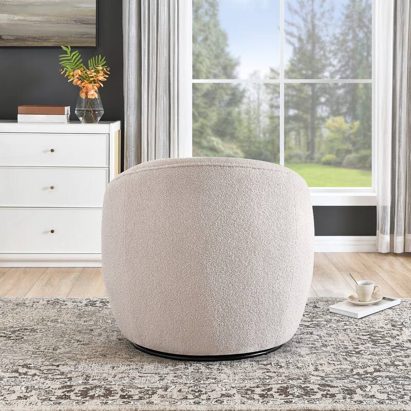 Swivel Single Lounge Sofa Plush Barrel Chair with Thick Foam Padding, Round Armchair Accent Chair Club Chair