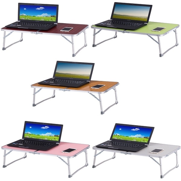 White with Tray Stand Desk Portable Folding Notebook or Laptop Table