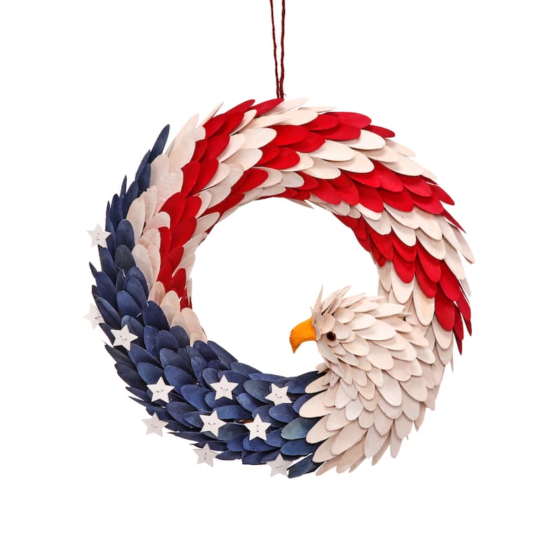 20" Woodchip Eagle Head Wreath