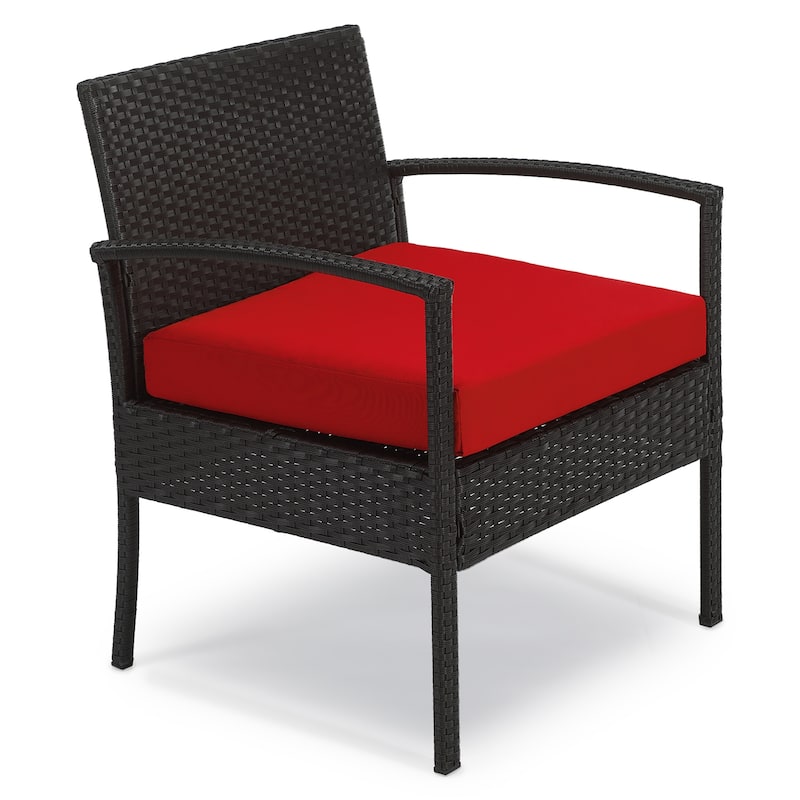 Tappio Outdoor Bistro Set PE Rattan Chairs with Cushions (Set of 3) - 28"H x 23.3"W x 23.3"D