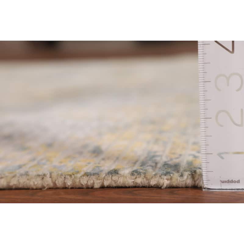 All-Over Striped Abstract Area Rug Handmade Wool Carpet - 5'6"x 7'6"