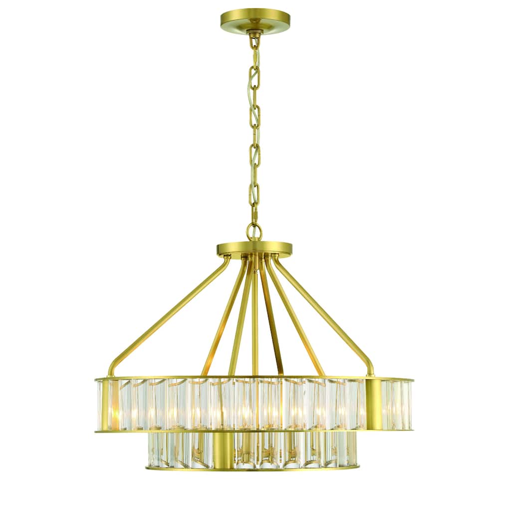 Libby Langdon for Crystorama Farris 6 Light Aged Brass Chandelier - 24.5"W x 20"H x 24.5"D