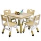 preview thumbnail 9 of 37, Kids Table and Chairs Set Height Adjustable Desk with 4 Seats Natural