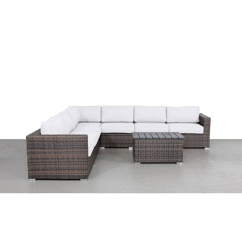LSI 8 Piece Rattan Sectional Seating Group with Cushions