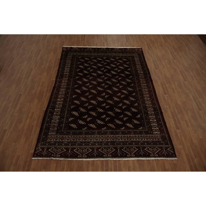 Hand Knotted Oriental 100% Wool Carpet Traditional All-Over Red Turkoman Area Rug - 12' 3'' X 8' 4''