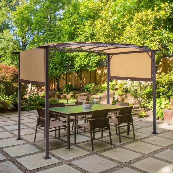 AECOJOY 12 x 9 Ft Outdoor Pergolas and Gazebos w/ Retractable Pergola ...