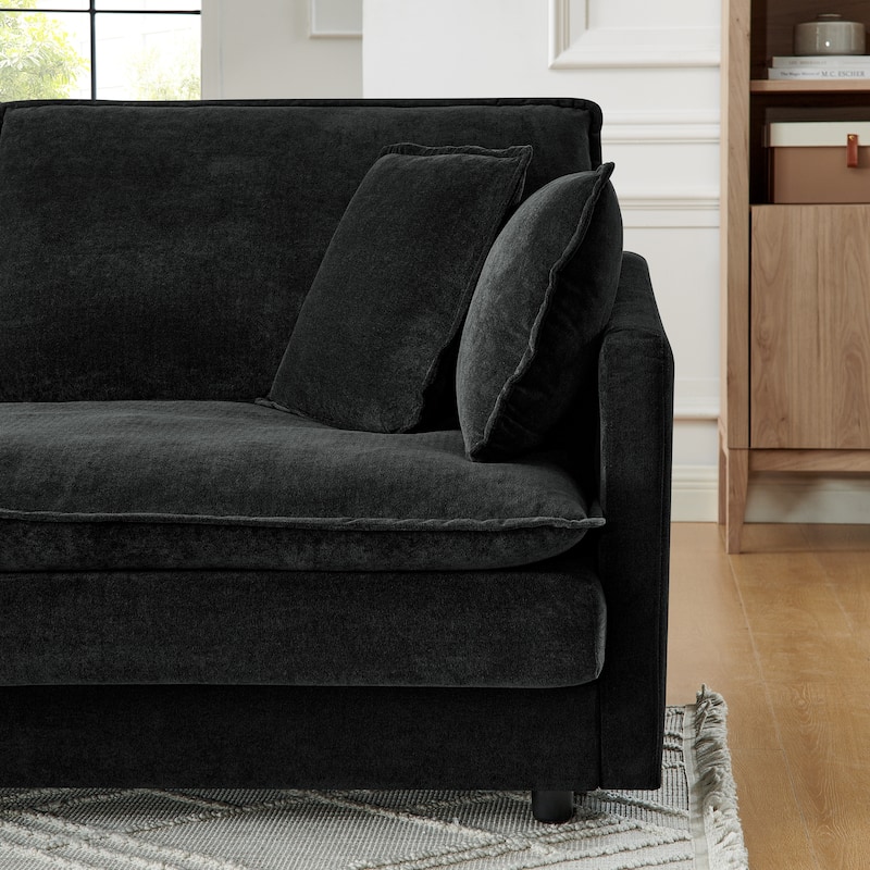 110.2" L-Shaped Sectional Sofa with Ottoman, Convertible 4-Seater Couch in Soft Towel Fabric