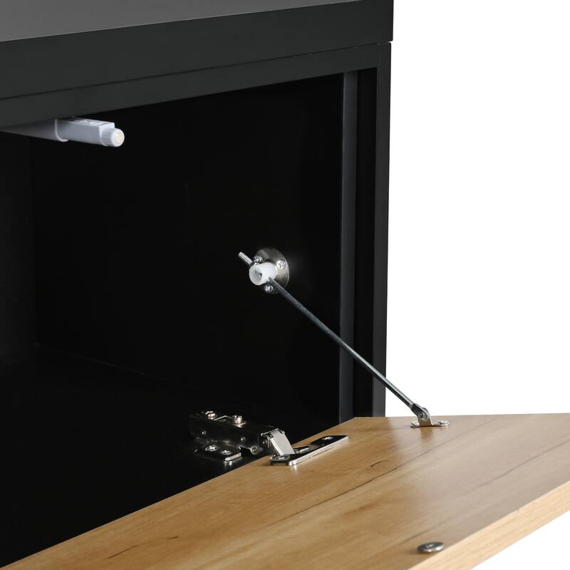 Extendable TV Stand with 3 Tier Bookshelves and Sliding Tabletop