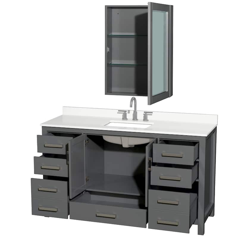 Wyndham Collection WCS141460S-QTZ-US3MED Sheffield 60" Free Standing