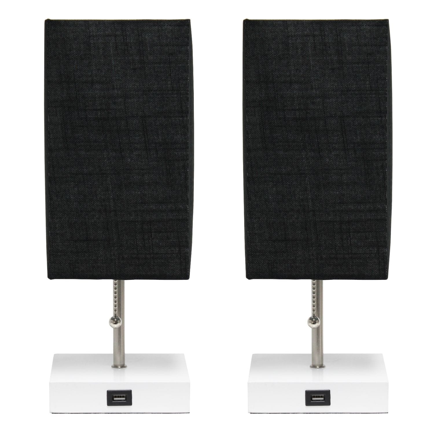 Stick Table Lamps with Rectangular Shade - 14.25" - Black and White - Set of 2