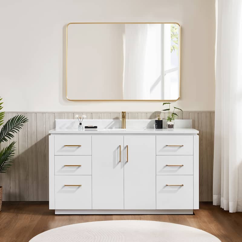 San Single Bath Vanity with Composite Stone Top without Mirror