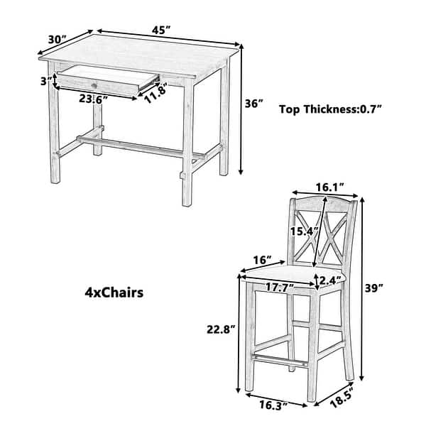 Casual Counter Height Wood 5Piece Dining Table Set Bed Bath & Beyond