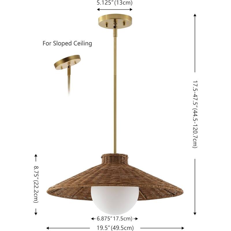 Rustic pendant light natural/brass chandelier lamp rattan hanging light