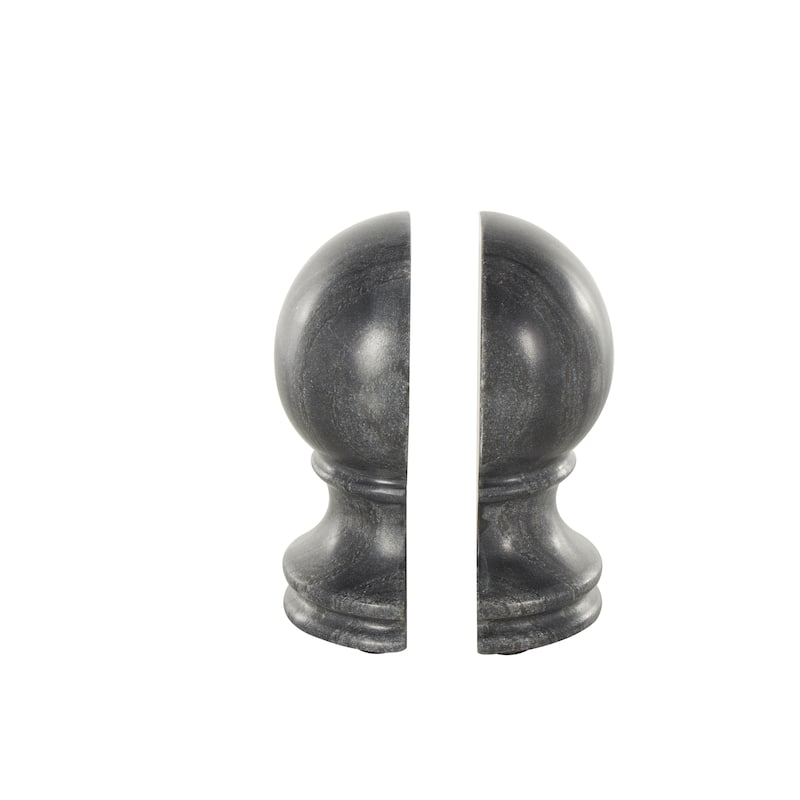Black or White Marble Sleek Orb Globe Decorative Bookends (Set of 2)