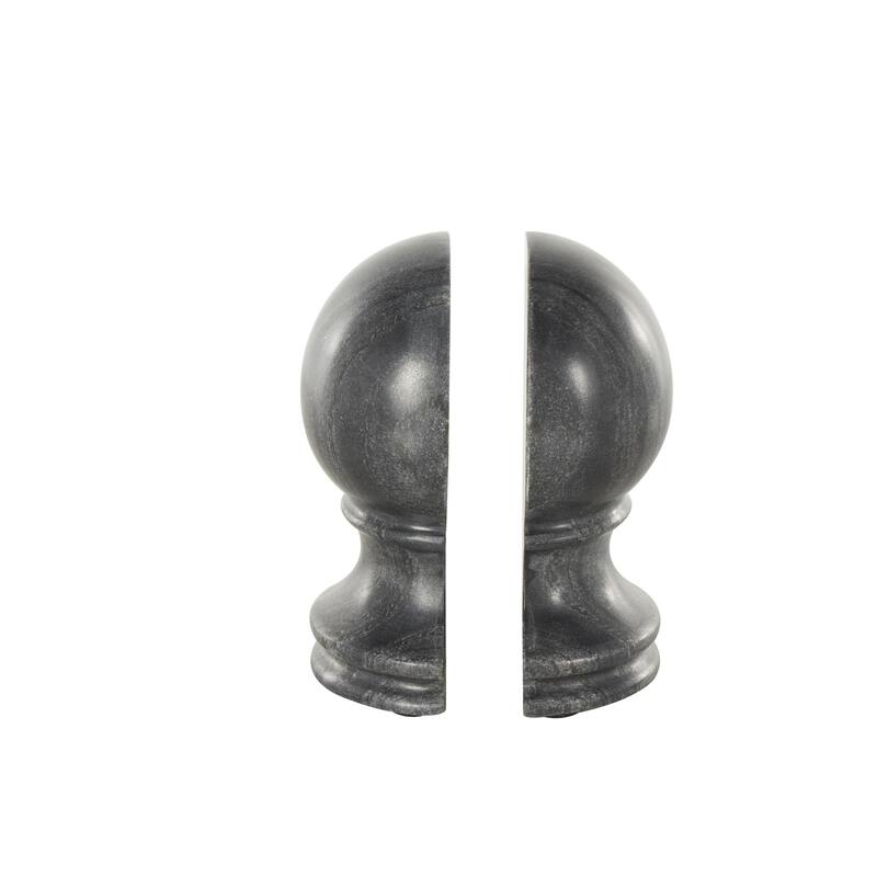 Marble Globe Sleek Orb Bookends - Set of 2 Black or White - Roche River Decor