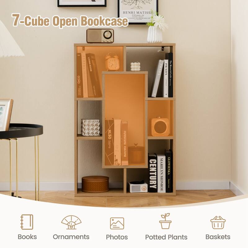 Costway 2 PCS 7-Cube Geometric Bookshelf with Anti-Toppling Device - See Details