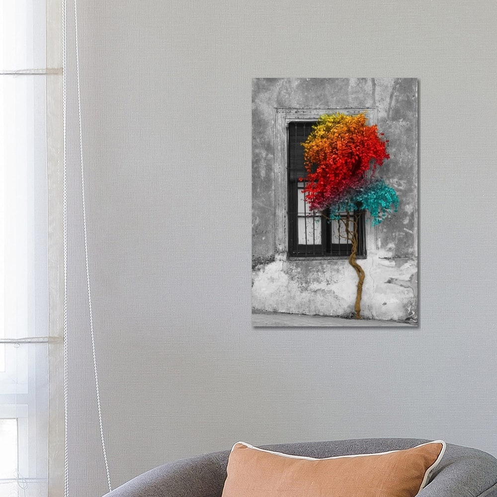 iCanvas "Tree in Front of Window Rainbow Pop Color Pop" by Panoramic Images Canvas Print
