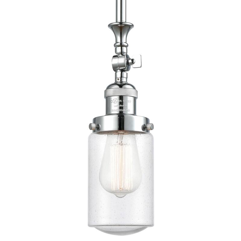 Innovations Lighting Dover 5" Wide Mini Rod Hung Adjustable Pendant - Polished Chrome / Seedy
