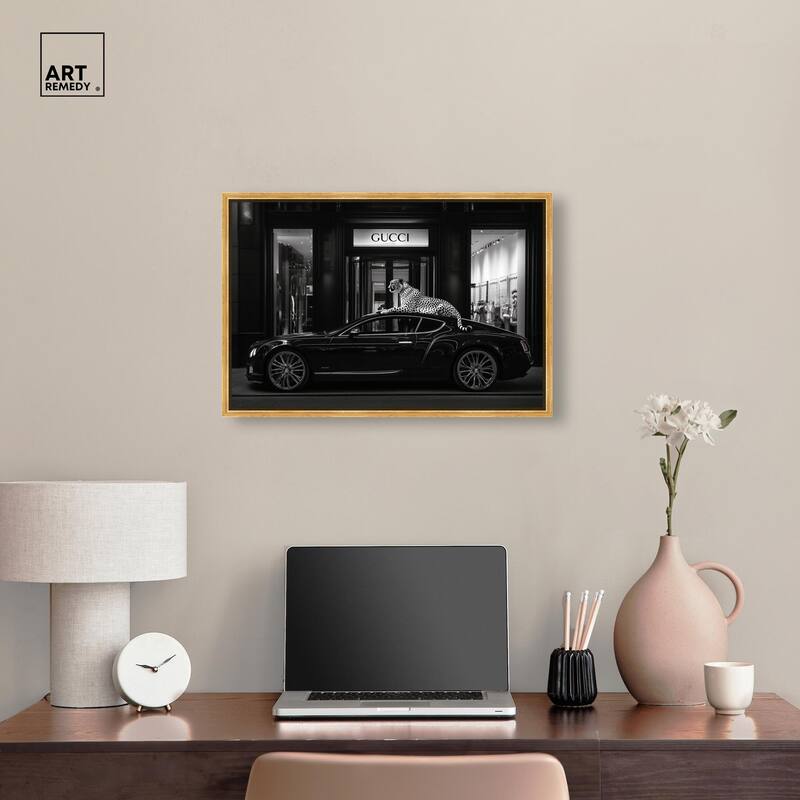 Cheetah and Sports Car Store Canvas by Art Remedy