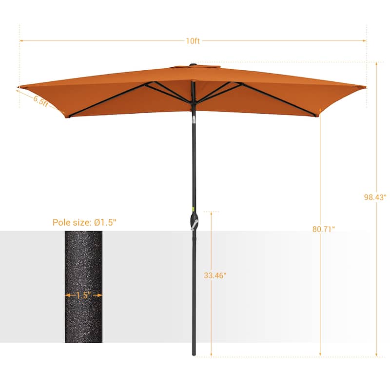 BONOSUKI Aluminum 10 x 6.5ft Patio Market Umbrella,Tilt and Crank