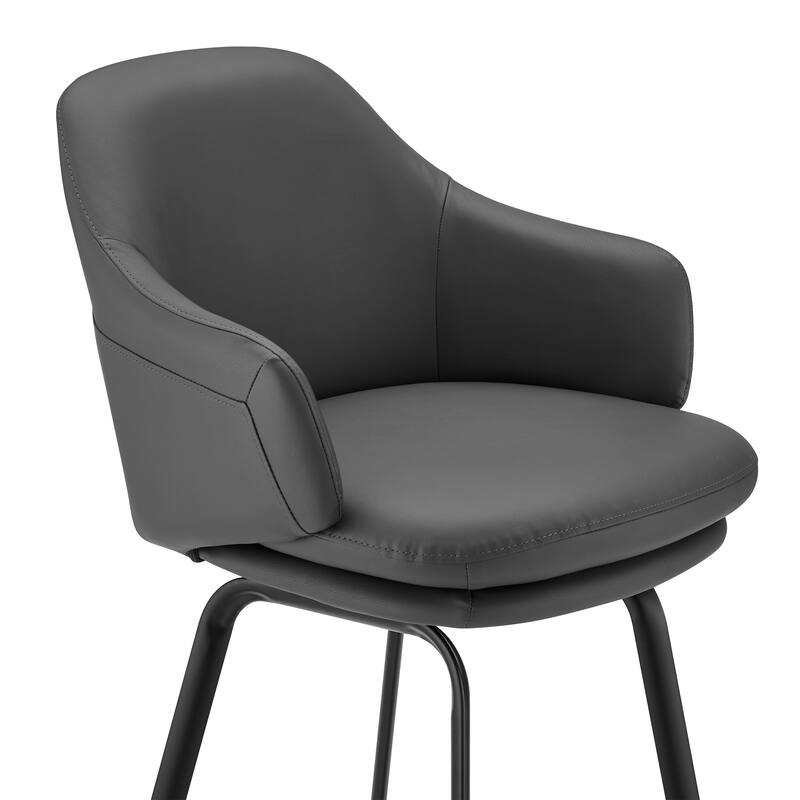 Brigden Faux Leather Upholstered Bar or Counter Swivel Stool - Black matte powder coating