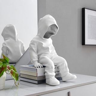 Cool Dude with Hoodie White & Chrome Resin Sculpture