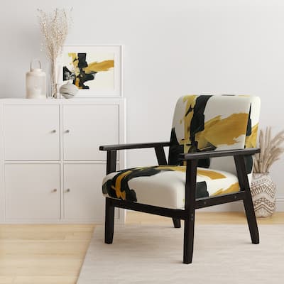 Designart "Geometric Black And Teal IV" Upholstered Abstract Accent Chair - Modern Arm Chair For Bedroom