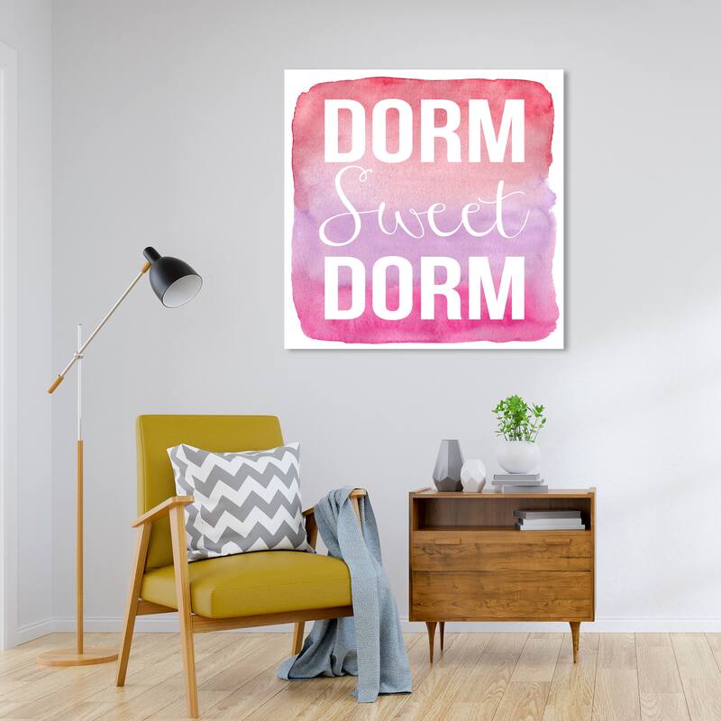 Wynwood Studio Prints Typography and Quotes Dorm Sweet Dorm Pink and Pastel Pink Modern & Contemporary Wall Art Canvas Print - 30 x 30