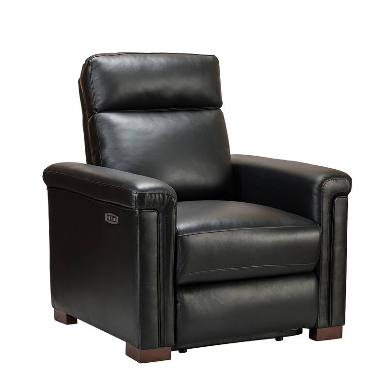 Alicia 34.65" Wide Contemporary Classic Genuine Leather Power Recliner With USB Port