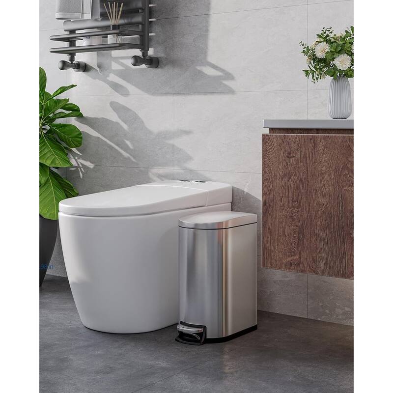 2.6 Gallon/10 Liter Slim Trash Can, Stainless Steel Garbage Bin with Removable Inner Bucket