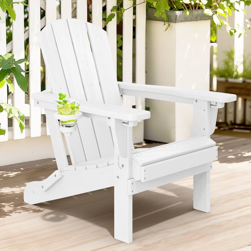 3-Position Reclining Folding Outdoor Chair – PE Wood Grain, Weather-Resistant