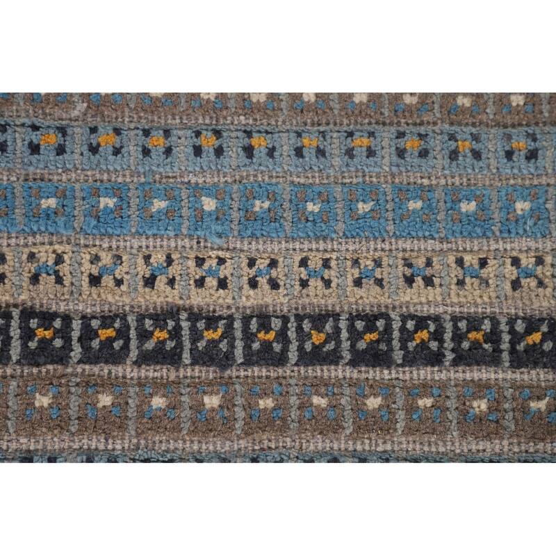 Striped Moroccan Oriental Area Rug Handmade Wool Carpet - 8'1" x 10'3"