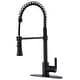 preview thumbnail 12 of 29, UltraFaucets Euro Collection Spring Spout Kitchen Faucet With Pull-Down Spray Matte Black UF17207