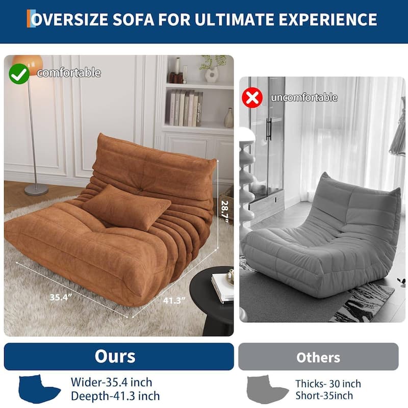 Floor Bean Bag Chair, Single Sofa Chair for Living Room Bedroom Office