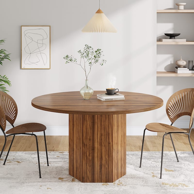 Oak Wood Round Dining Table, Kitchen Living Room Bistro Accent Table
