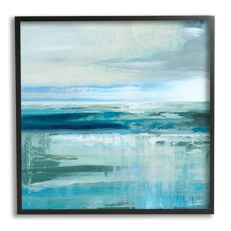 Stupell Abstract Ocean Horizon Modern Nautical Painting Blue Green Framed Wall Art