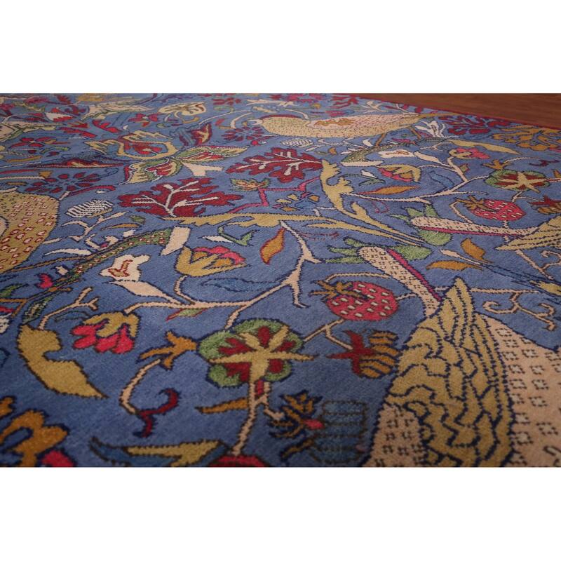 Animals Design Blue Ziegler Oriental Area Rug Handmade Wool Carpet - 8'0"x 15'8"
