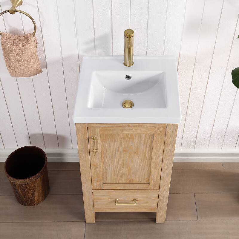 Gela Single Sink Bath Vanity with Drop-In Ceramic Basin without Mirror