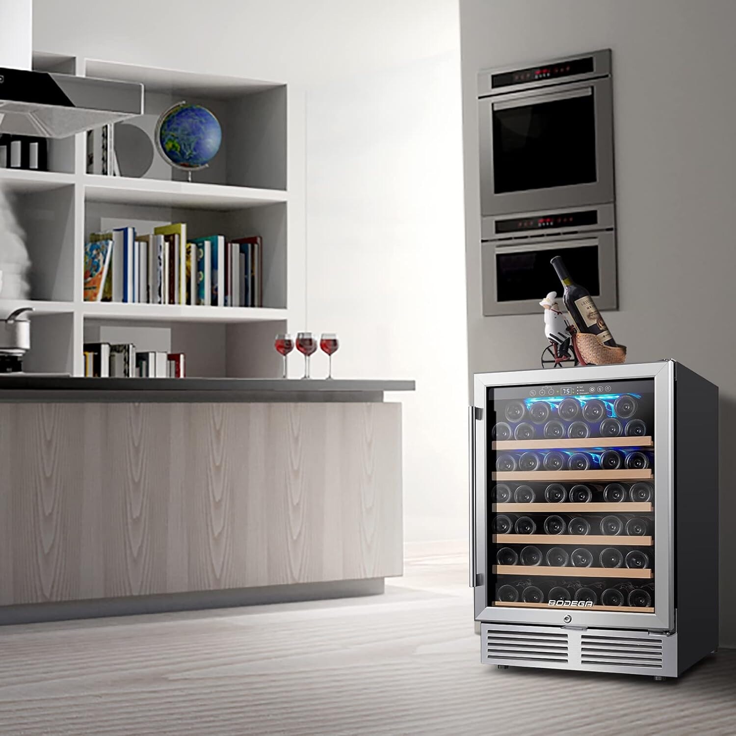 BODEGA 24 Inch Wine Cooler, 46 Bottles Wine Refrigerator with WIFI APP Control, Temperature Control, Digital LCD Display